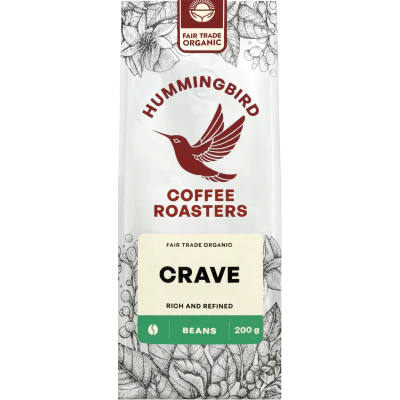Hummingbird Crave Organic Fair Trade Coffee Beans 200g
