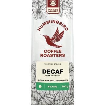 Hummingbird Decaf Organic Fair Trade Coffee Beans 200g