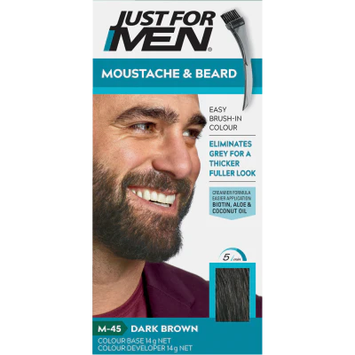 Just For Men Moustache & Beard Dark Brown Black Brush In Colour Gel 1pk