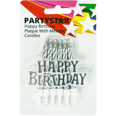 Korbond Happy Birthday Plaque With Metallic Candles 13pk
