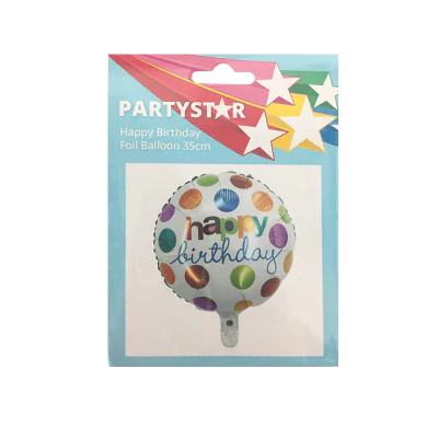 Korbond Partystar Happy Birthday Foil Balloon 35cm ea