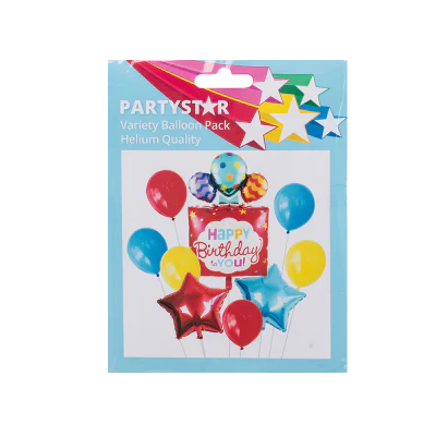 Korbond Partystar Variety Balloon Pack Helium Quality ea