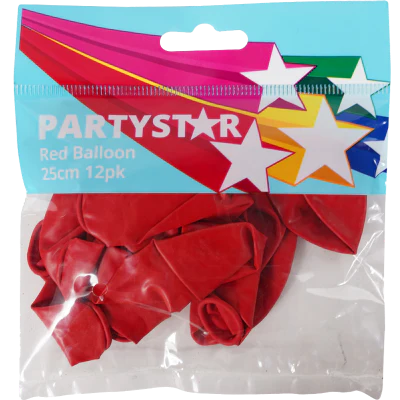 Korbond Red Partystar Balloons 25cm ea