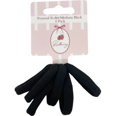 Korbond Redberry Ponytail Rolys Medium Black 6pk
