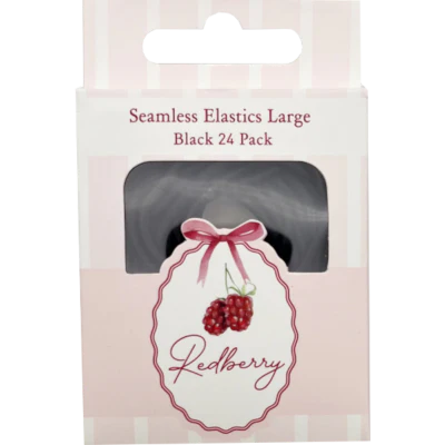 Korbond Redberry Seamless Elastics Large Black 24pk