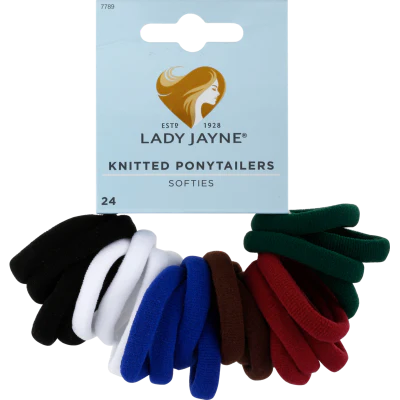 Lady Jayne Black Knitted Ponytailers 24pk