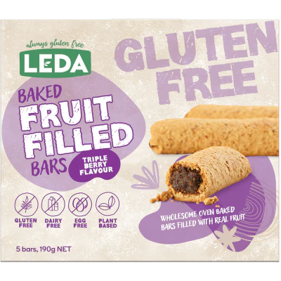 Leda Baked Fruit Filled Triple Berry Bars 5 x 38g