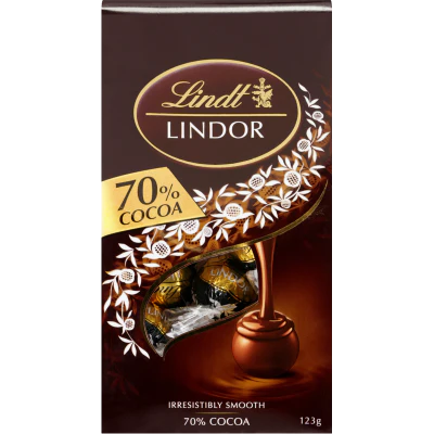 Lindt Lindor 70% Cocoa Chocolates Pouch 123g