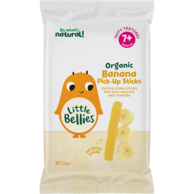 Little Bellies Organic Banana Pick-Up Sticks 7+ Months 16g