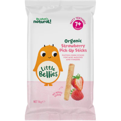 Little Bellies Organic Strawberry Pick-Up Sticks 7+ Months 16g