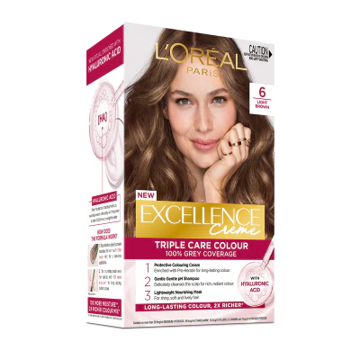 L'Oreal Paris Excellence Creme 6 Light Brown Hair Colour 1pk
