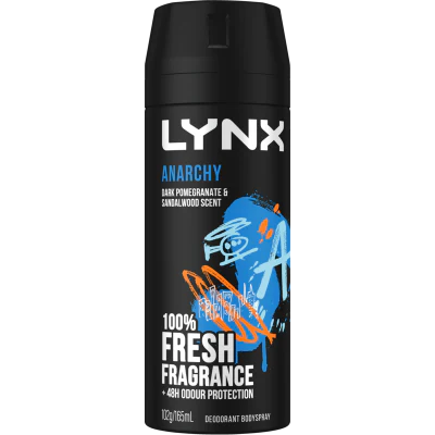 Lynx Anarchy Dark Pomegranate & Sandalwood 48hr Deodorant Antiperspirant Bodyspray 165ml