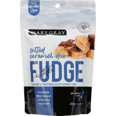Mary Gray Chocolate & Traditional Salted Caramel Duo Fudge Share Bag 180g