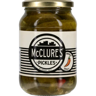 McClures Pickles Whole Spicy Gherkins 500g