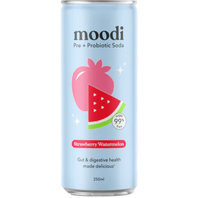 Moodi Pre+ Probiotic Soda Strawberry Watermelon Carbonated Drinks 250ml