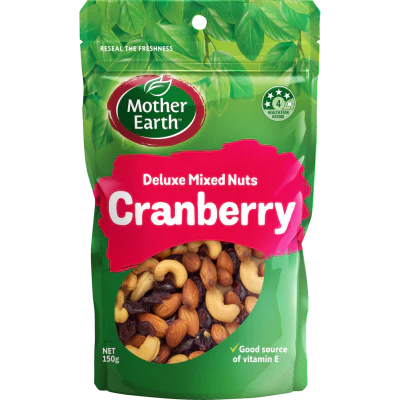 Mother Earth Cranberry Deluxe Mixed Nuts 150g