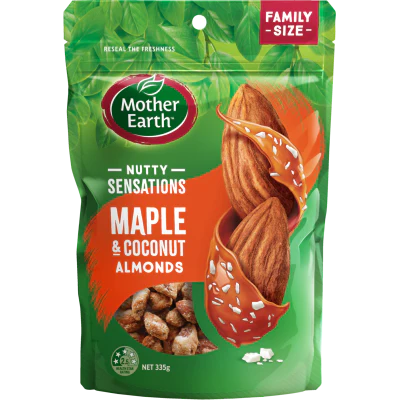 Mother Earth Nutty Sensations Maple & Coconut Almonds 335g
