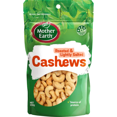 Mother Earth Roasted & Lightly Salted Cashews 150g