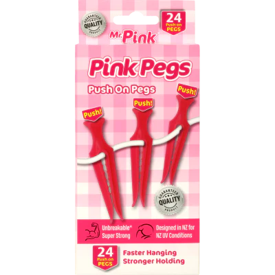 Mr Pink Pink Push On Pegs 24pk