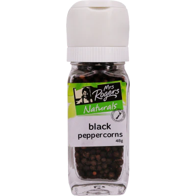 Mrs Rogers Naturals Black Peppercorns Grinder Small 48g