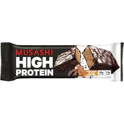 Musashi Dark Choc Salted Caramel High Protein Bar 90g