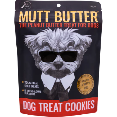 Mutt Butter Peanut Butter Original Plain Dog Treat Cookies 250g