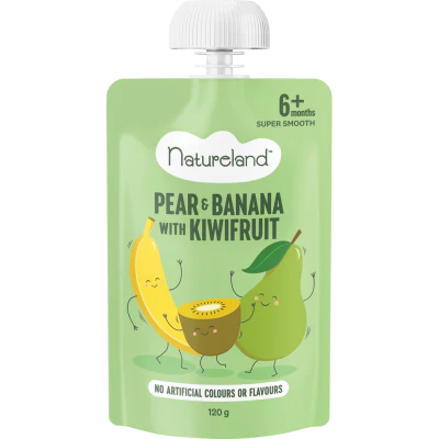 Natureland Banana & Pear With NZ Kiwifruit 6+ Months Super Smooth 120g