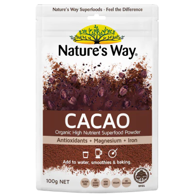 Nature's Way Cacao Organic High Nutrient Super Food Powder 100g
