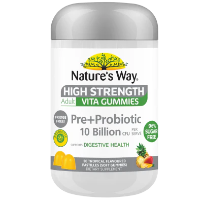 Nature's Way High Strength Pre+Probiotic Tropical Flavoured Adult Vita Gummies 50pk