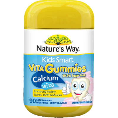 Natures Way Kids Smart Calcium + Vit D Berry Flavour Soft Vita Gummies 90pk