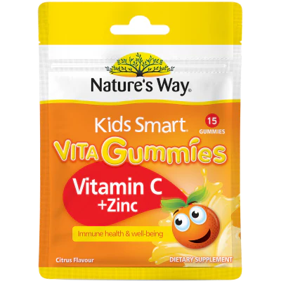 Natures Way Kids Smart Citrus Flavour Vitamin C + Zinc Gummies 15pk