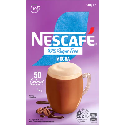 Nescafe 98% Sugar Free Mocha Coffee Sachets 10 x 14g