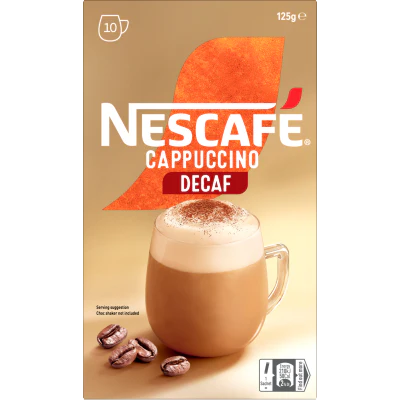 Nescafe Cappuccino Decaf Coffee Sachets 10 x 13.2g