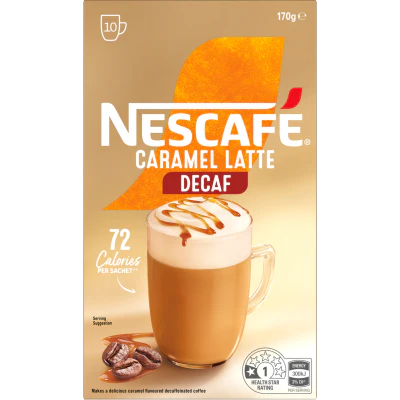 Nescafe Caramel Latte Decaf Coffee Sachets 170g