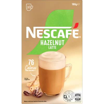 Nescafe Hazelnut Latte Coffee Sachets 10 x 18g