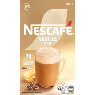 Nescafe Vanilla Latte Coffee Sachets 10 x 18.5g