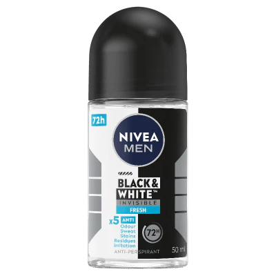 Nivea Men Black & White Invisible Fresh 72Hr Protection Anti-Perspirant Deodorant Roll On 50ml