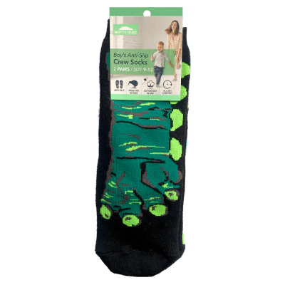 North Head Boy's Anti-Slip Crew Socks Size 9-12 1pk