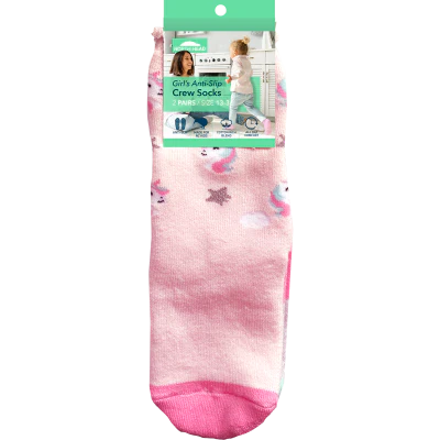 North Head Girl's Anti-Slip Crew Socks Size 13-3 1pk