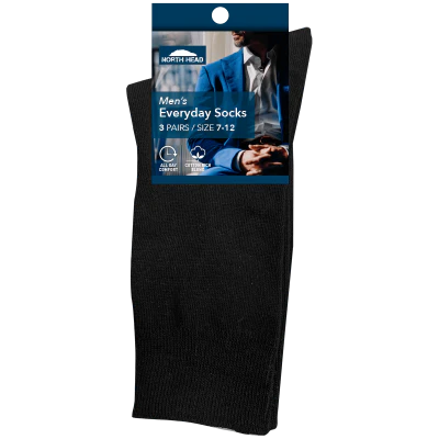 North Head Men's Everyday Socks Size 7-12 3pk