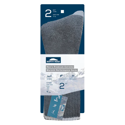 North Head Men's Premium Extreme Warmth Performance Socks 2pk