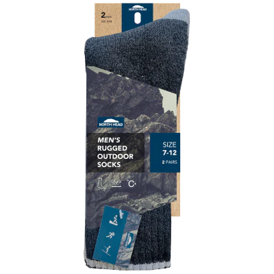 North Head Men's Rugged Outdoor Socks Size 7-12 2pk