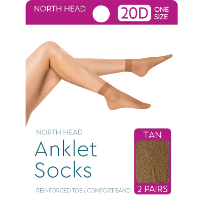 North Head Tan 20 Denier Anklet Socks 2pk