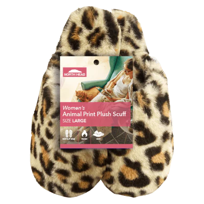 North Head Womens Animal Print Plush Scuff 1pk