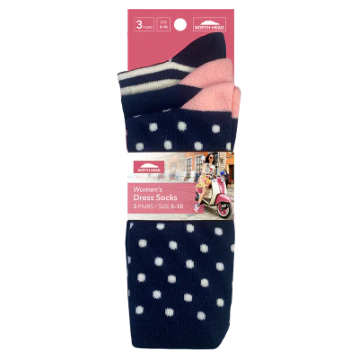 North Head Women's Dress Socks Size 5-10 Assorted 3pk