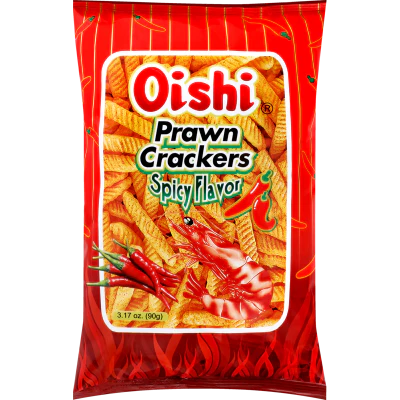 Oishi Spicy Flavour Prawn Crackers 90g
