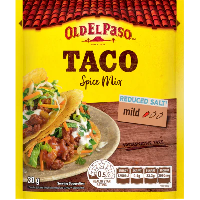 Old El Paso Reduced Salt Taco Spice Mix 30g