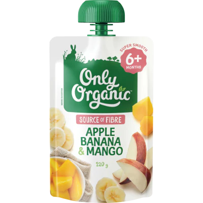 Only Organic Apple Banana & Mango 6+ Months 120g