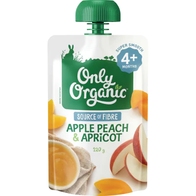 Only Organic Apple Peach & Apricot 4+ Months 120g