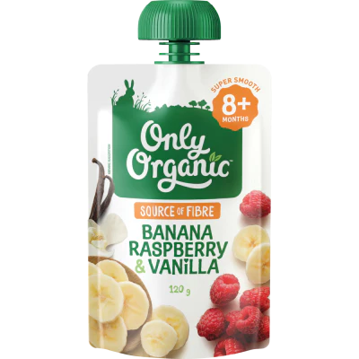 Only Organic Banana Raspberry & Vanilla 8+ Months 120g